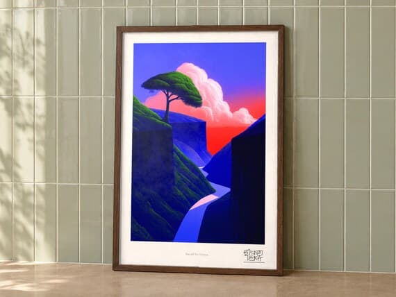 Emerald Tree Horizon framed art print, second room setting