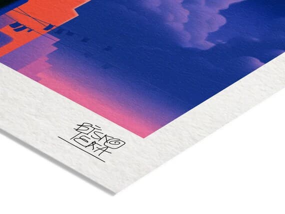 Close-up of the printed signature on the giclée paper