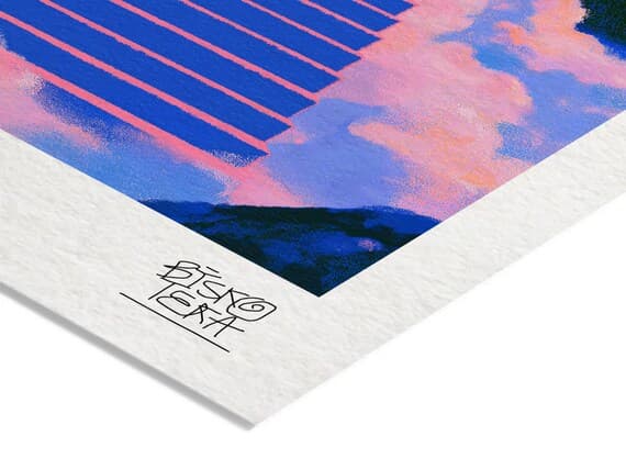 Close-up of the printed signature on the giclée paper