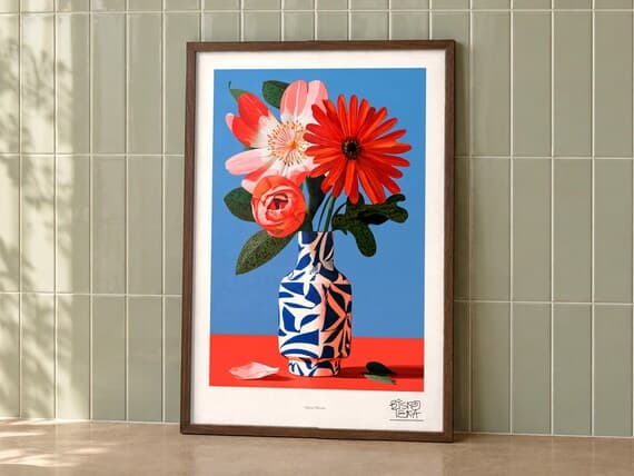 Silent Bloom art print on a wall, room view
