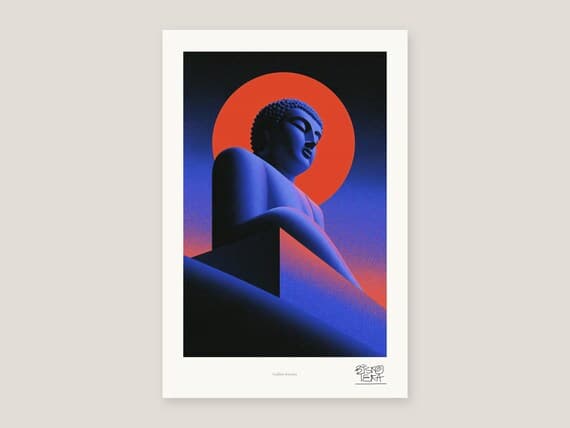 Golden Serenity Buddha Art Print