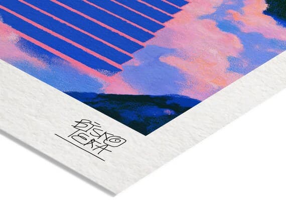 Close-up of the printed signature on the fine-art giclée paper of the Cloudborne Staircase Portal print