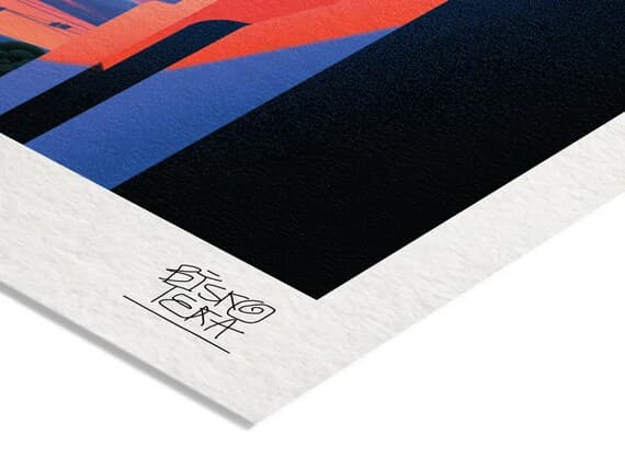 Close-up of the printed signature on the giclée paper