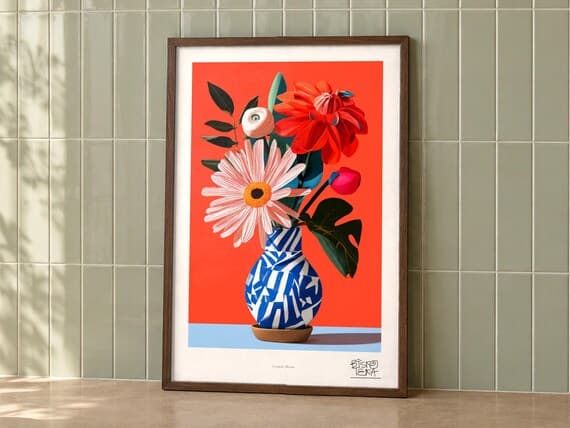 Ceramic Bloom art print on a wall, room view