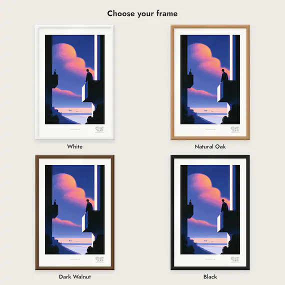 Frame colour comparison for the Uniform Balcony Vigil framed print