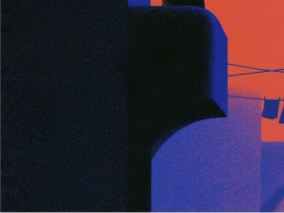 Close-up detail of the Silent Balcony Parade giclée print
