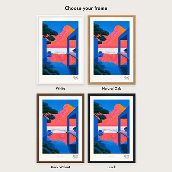 Frame colour comparison for the Infinity Cloud Terrace framed print