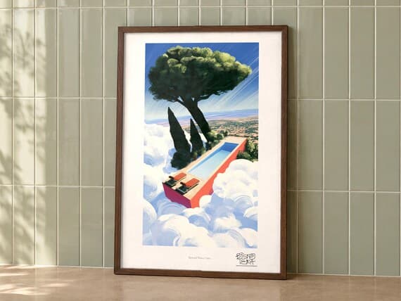 Skyward Water Oasis framed art print, second room setting