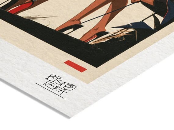 Close-up of the printed signature on the fine-art giclée paper of the Negative Space Duo print