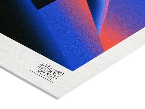 Close-up of the printed signature on the fine-art giclée paper of the Golden Serenity print