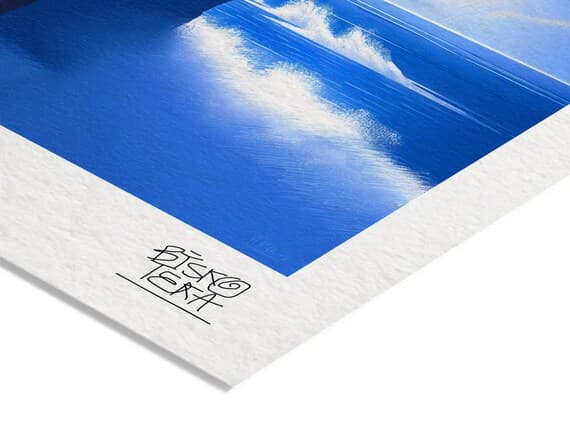 Close-up of the printed signature on the giclée paper