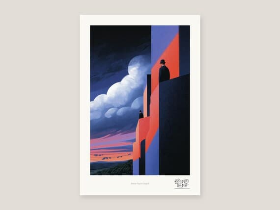 Full view of the Balcony Figures Languid print with its white gallery margin