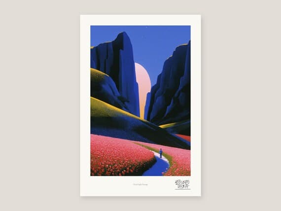 Full view of the Floral Light Passage print with its white gallery margin