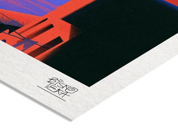 Close-up of the printed signature on the giclée paper