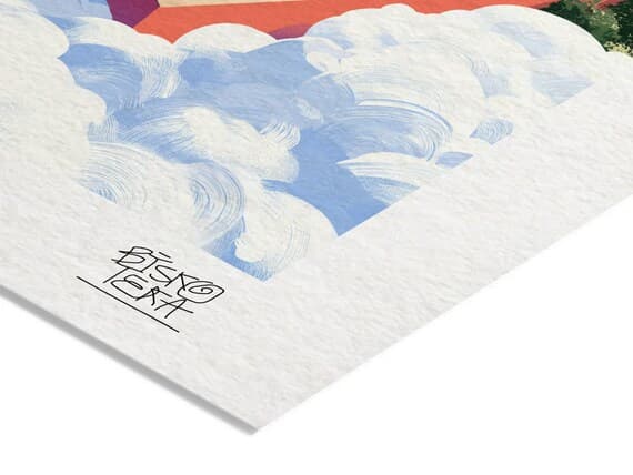 Close-up of the printed signature on the giclée paper