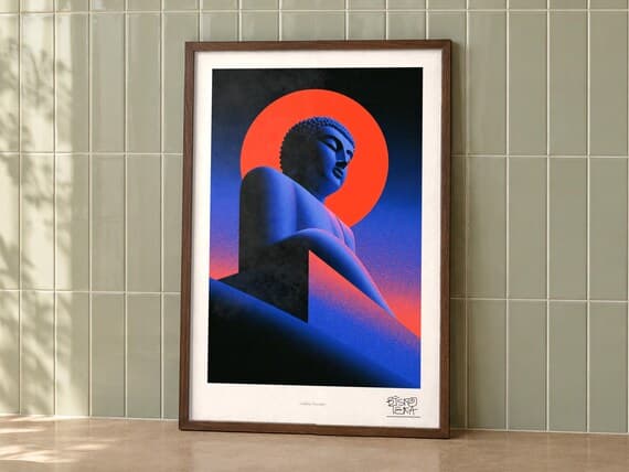 Golden Serenity framed art print, second room setting