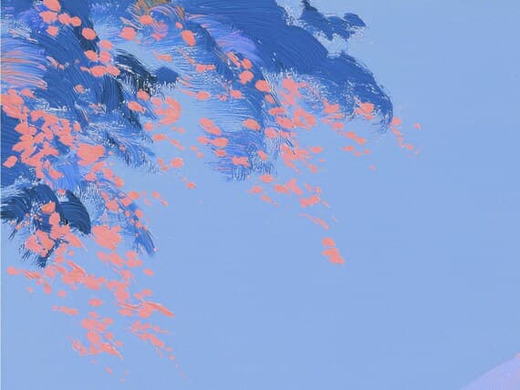 Close-up detail of the Blush Clouded Summit giclée print