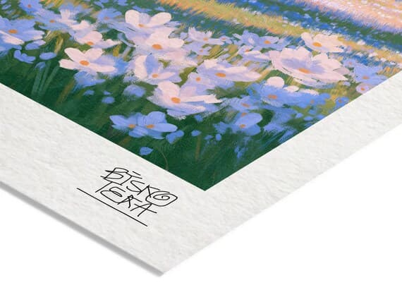 Close-up of the printed signature on the giclée paper