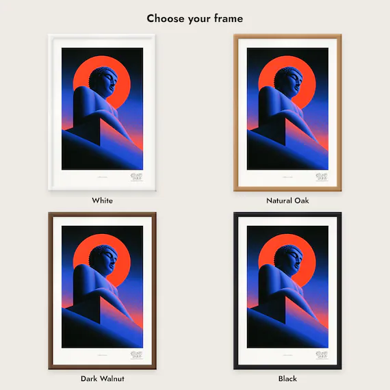 Frame colour comparison for the Golden Serenity framed print