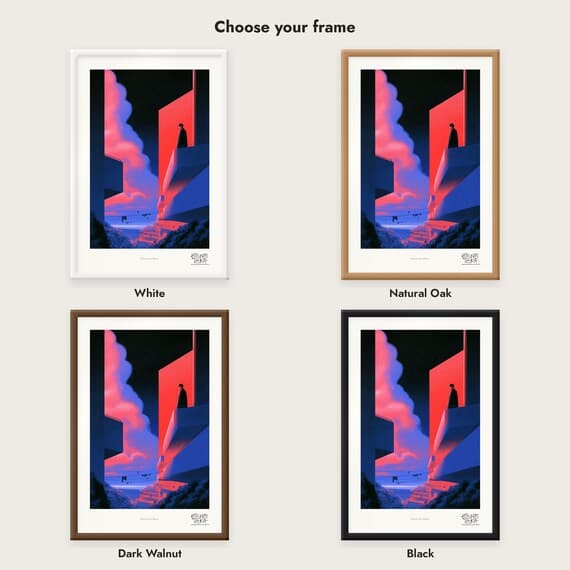 Frame colour comparison for the Balcony Men Mosaic framed print