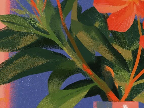 Close-up detail of the Vase of Wild Grace giclée print