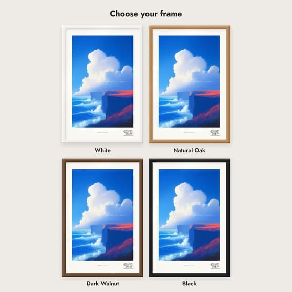 Frame colour comparison for the Cliffside Ocean Majesty framed print