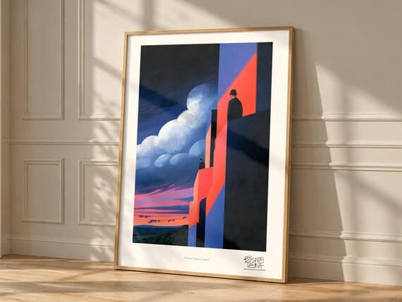 Balcony Figures Languid art print, framed, in a second room setting