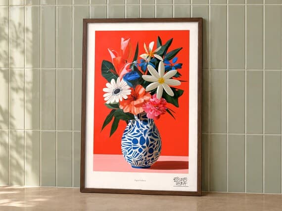 Digital Stillness art print on a wall, room view