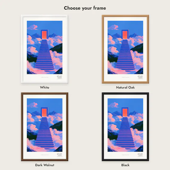 Frame colour comparison for the Cloudborne Staircase Portal framed print