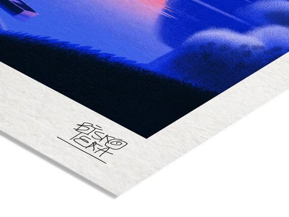 Close-up of the printed signature on the giclée paper
