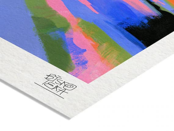 Close-up of the printed signature on the giclée paper