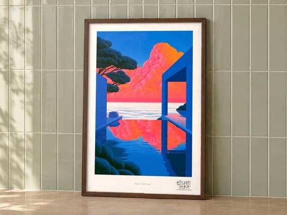 Infinity Cloud Terrace art print on a wall, room view
