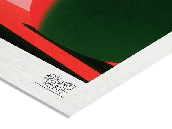 Close-up of the printed signature on the giclée paper