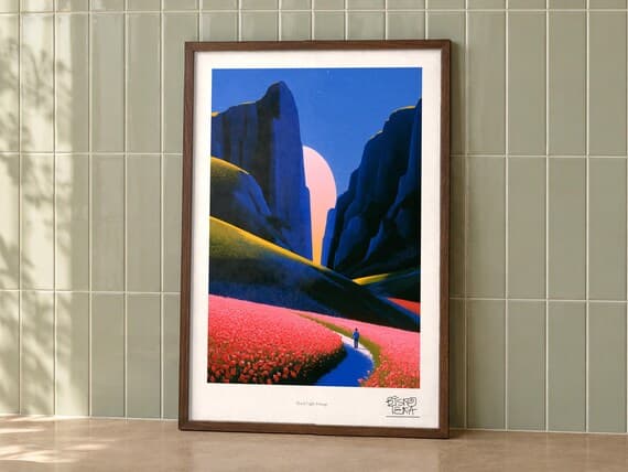 Floral Light Passage art print on a wall, room view