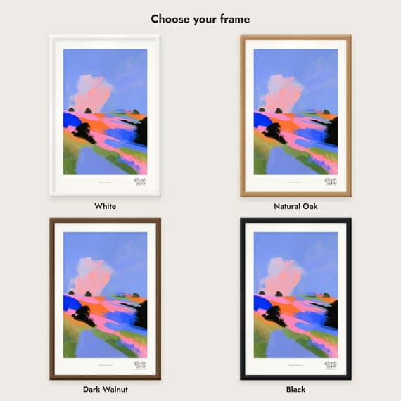 Frame colour comparison for the Winding Village Road framed print
