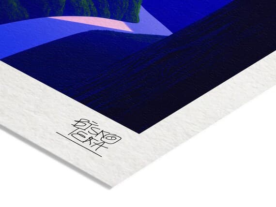 Close-up of the printed signature on the giclée paper