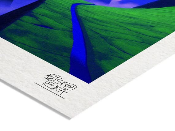 Close-up of the printed signature on the giclée paper