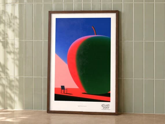 Apple Room Surreal framed art print, second room setting