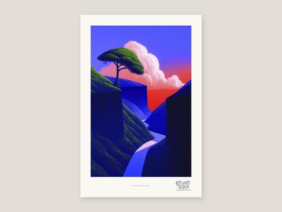 Full view of the Emerald Tree Horizon print with its white gallery margin