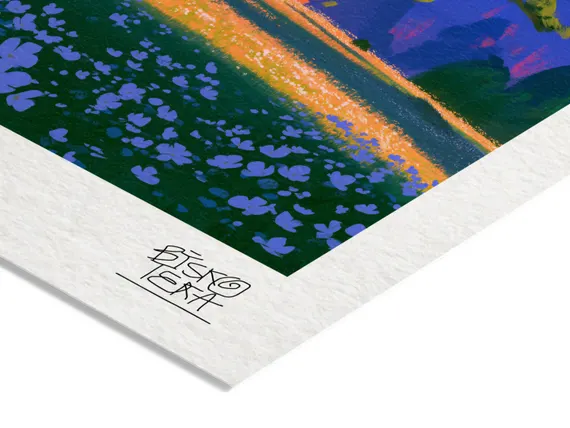 Close-up of the printed signature on the giclée paper